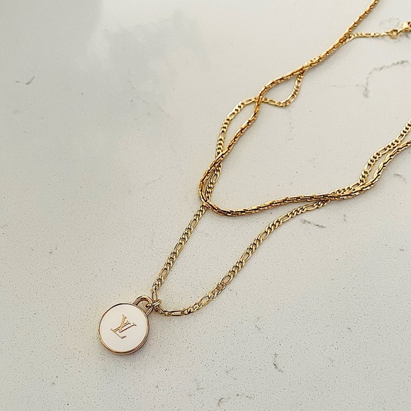 Upcycled Jewelry - Luxury Double Sided White/Gold Logo Upcycled Zipper Pull Necklace.